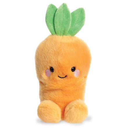 An adorable soft toy with carrot design featuring rosy cheeks and a cute little smile. 