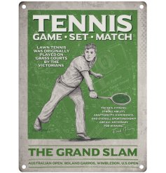 The grand slam, tennis themed metal sign.