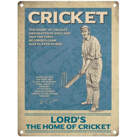The Home Of Cricket Metal Sign