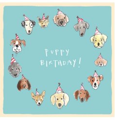 Celebrate your pups birthday with this cute and quirky hand drawn card. 