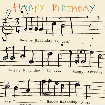 Happy Birthday Music Card, 15cm