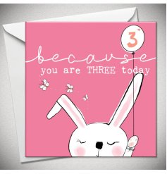 Celebrate turning three with this adorable greetings card by the talented Bexy Boo.