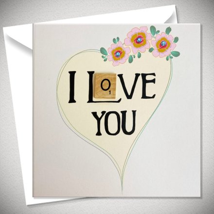 I Love You Scrabble Greetings Card, 15cm