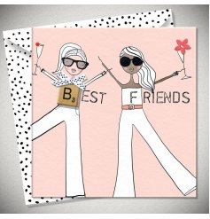 A pretty greetings card for Best Friends. Complete with a unique wooden scrabble square.