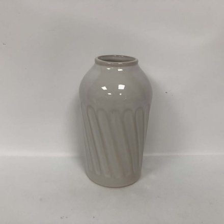 White Ceramic Vase, 17cm