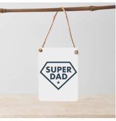 A bold and brilliant mini metal sign with jute string hanger. A pocket sized gift for dad to treasure and enjoy.