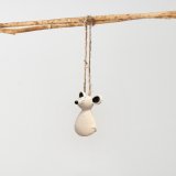 cute mouse decoration in a glaze finish hung with neutral twine
