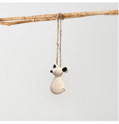 miniature mouse hung from jute string