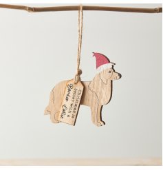 A decoration with Border Collie silhouette with red Santa hat and "Christmas is better with a Border Collie" tag
