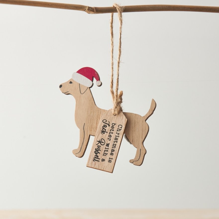 Christmas Jack Russell Decoration, 10cm