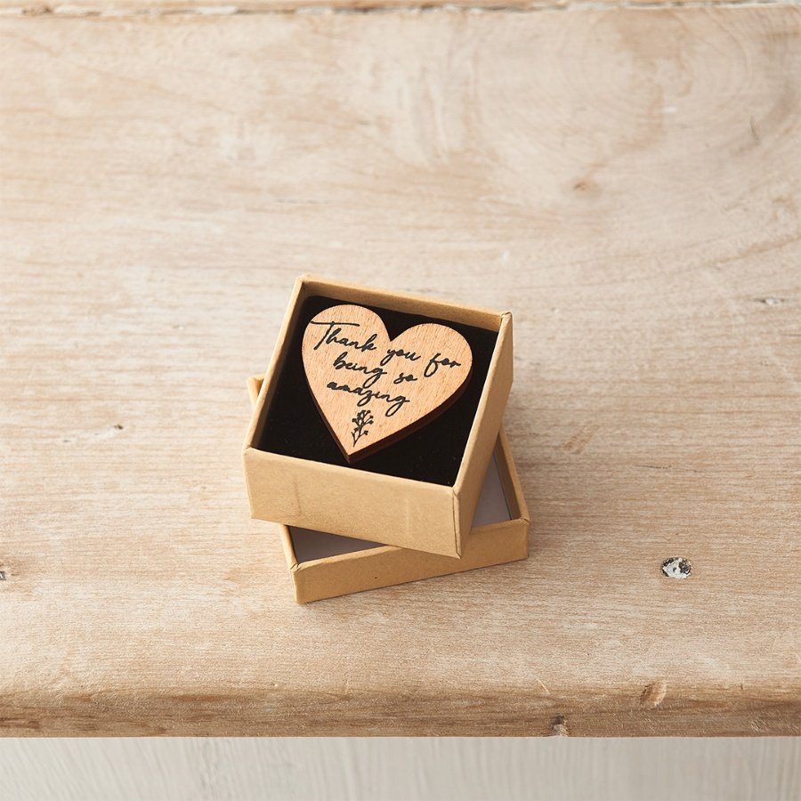 Thank you for being so amazing. A unique wooden heart shaped token with a beautiful thank you slogan. 