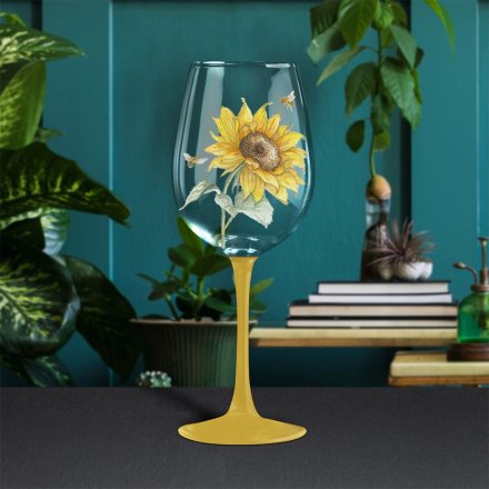 Bee - Tanical Wine Glass, Sunflower 24cm