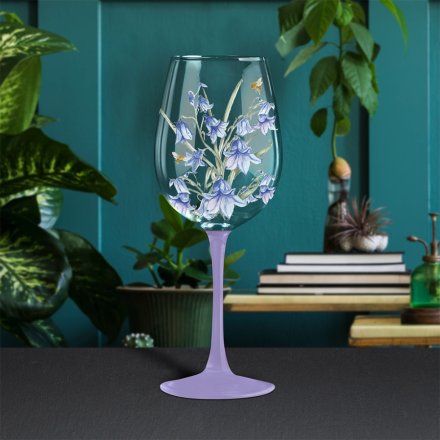 Bee - Tanical Wine Glass, Bluebells 25cm
