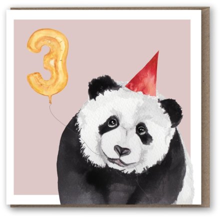 Panda 3rd Birthday Greeting Card, 15cm