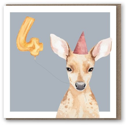 Deer 4th Birthday Greeting Card, 15cm 