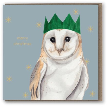 Barn Owl Foil Greeting Card Christmas 15cm