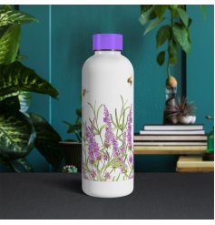 Lavender flower and bee design reusable drinks bottle.