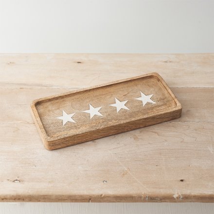 Made from natural mango wood this chunky tray with curved edges is a must have interior accessory. 