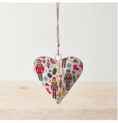 A colourful Christmas heart with nutcrackers, baubles, snowflakes and more. 