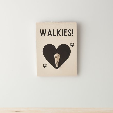 Walkies And Paw Print Sign With Hook, 13.5cm