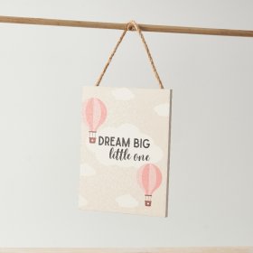 Encourage little ones to dream big with this motivational wooden sign with a beautiful balloon design in neutral colours