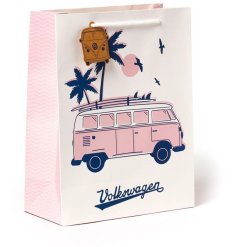 A Volkswagen Camper and beach style gift bag in size Large.