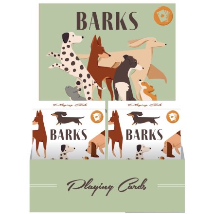 A playing card deck illustrated with dogs from the Barks range.