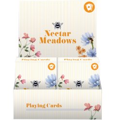 A playing card deck from the Nectar Meadows range, featuring beautifully illustrated cards with floral images 