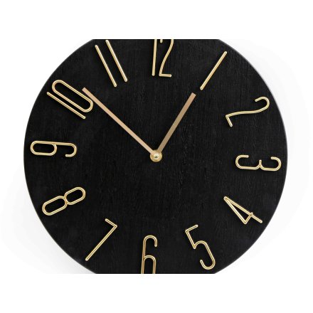 Gold and Black Number Clock, 30cm