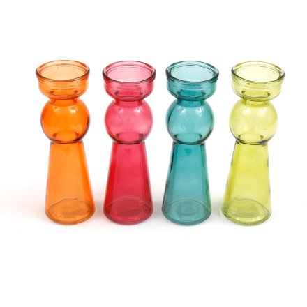 4a Bright Glass Candle Holder, 17cm