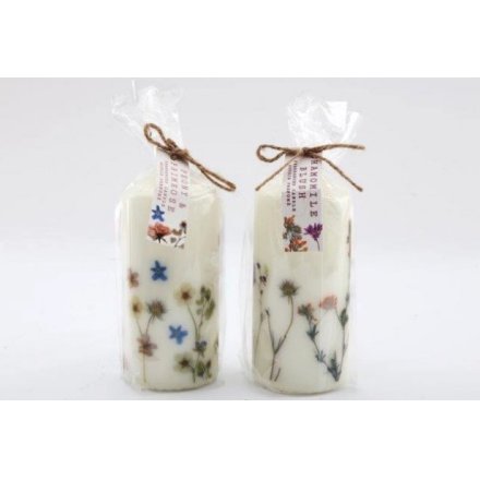 7x14cm Pillar Candle W/flowers