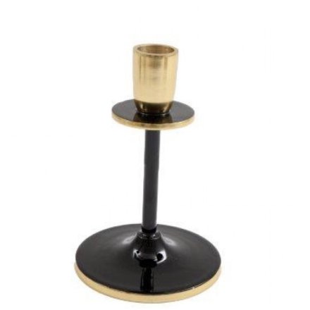 Candlestick in Black and Gold, 20cm