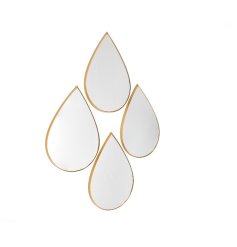 A set of 4 trendy mirrors, with a gold edge in a teardrop design.