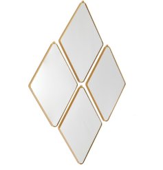 A stylish set of 4 mirrors with golden edges in a diamond shape.