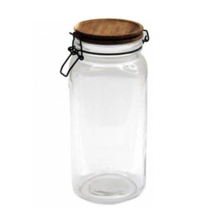 Glass Storage Jar And Acacia Lid 11x26