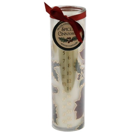 Poinsettia Scented Advent Tube Candle, 20cm