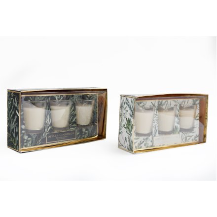 S/3 Cinnamon and Apple Candle Pots, 17cm