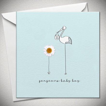Gorgeous Baby Boy Daisy Greeting Card, 15cm