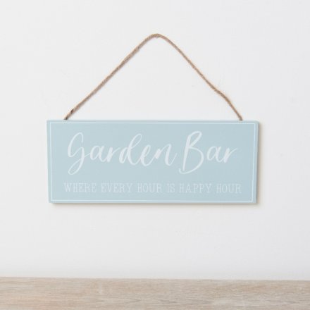 Blue and White Garden Bar Wall Sign, 25cm