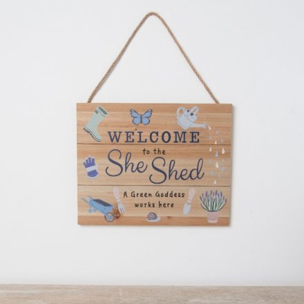 'Welcome to the She Shed,' Garden Plaque, 30cm
