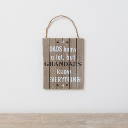 Rustic Wooden Sign - Grandads Know Everything 15.5cm 