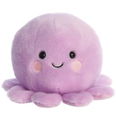 A cute soft toy from the Palm Pals range, featuring a Octopus with fluffy tentacles and a cute stitched smile
