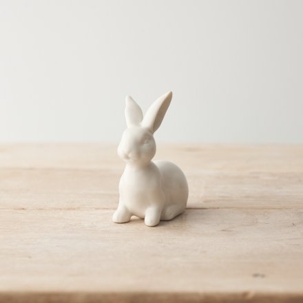 Dainty White Porcelain Bunny, 8cm