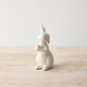 A chic porcelain bunny decoration. Beautifully detailed with a white glossy finish. 