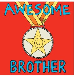 A medal design greeting card celebrating the brother in the family.