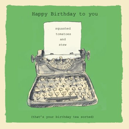 Birthday Typewriter Birthday Card, 15cm