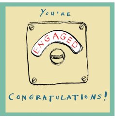 A humorous greeting card for the newly engaged , featuring a toilet sign with 'Engaged' illustrated onto the card. 