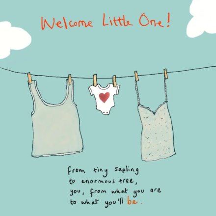New Baby Washing Line Greeting Card, 15cm