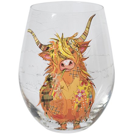 13cm, Hamish The Highland Cow Stemless Glass