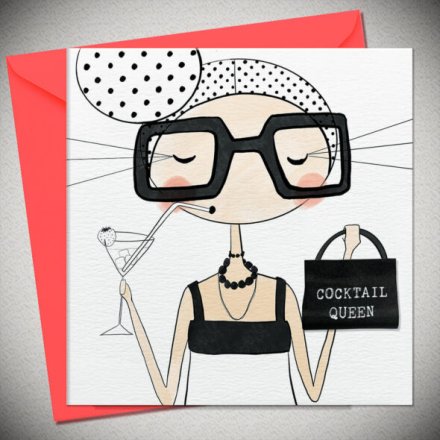 Cocktail Queen Greeting Card, 15cm